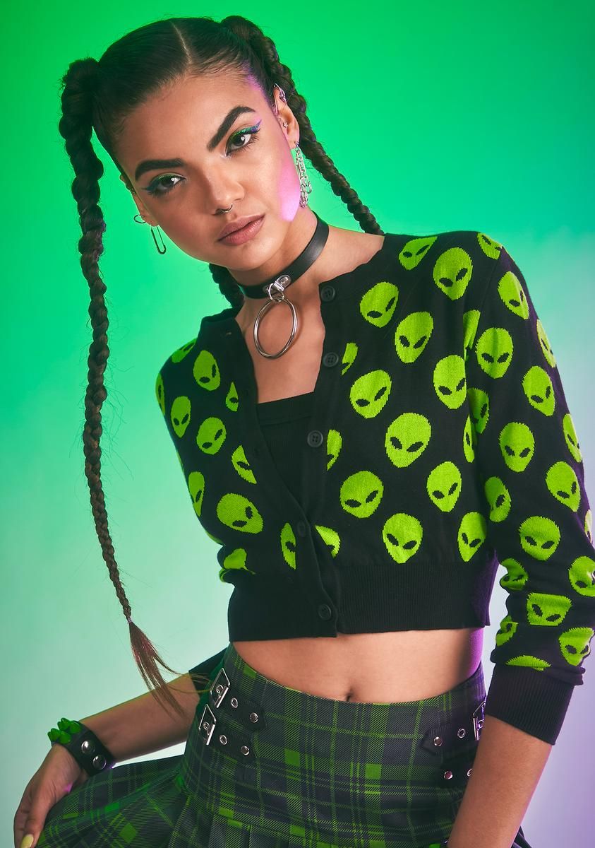 Give Me Some Space Cropped Cardigan sold by Dolls Kill