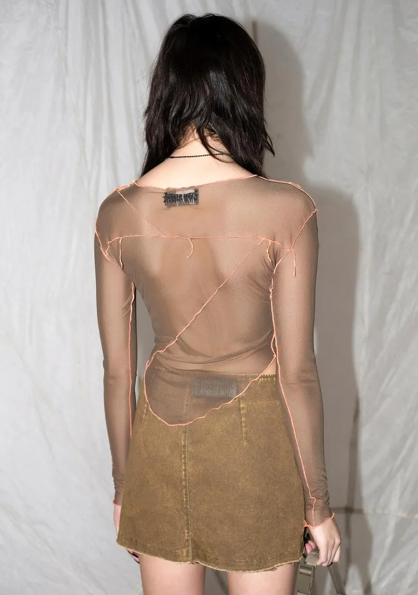 Synth Contrast Stitching Mesh Top sold by Dolls Kill product image thumbnail 4