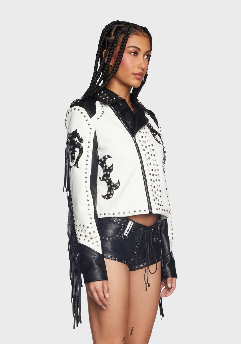 Ryder Fringe Two-Tone Moto Jacket sold by Dolls Kill product image thumbnail 3