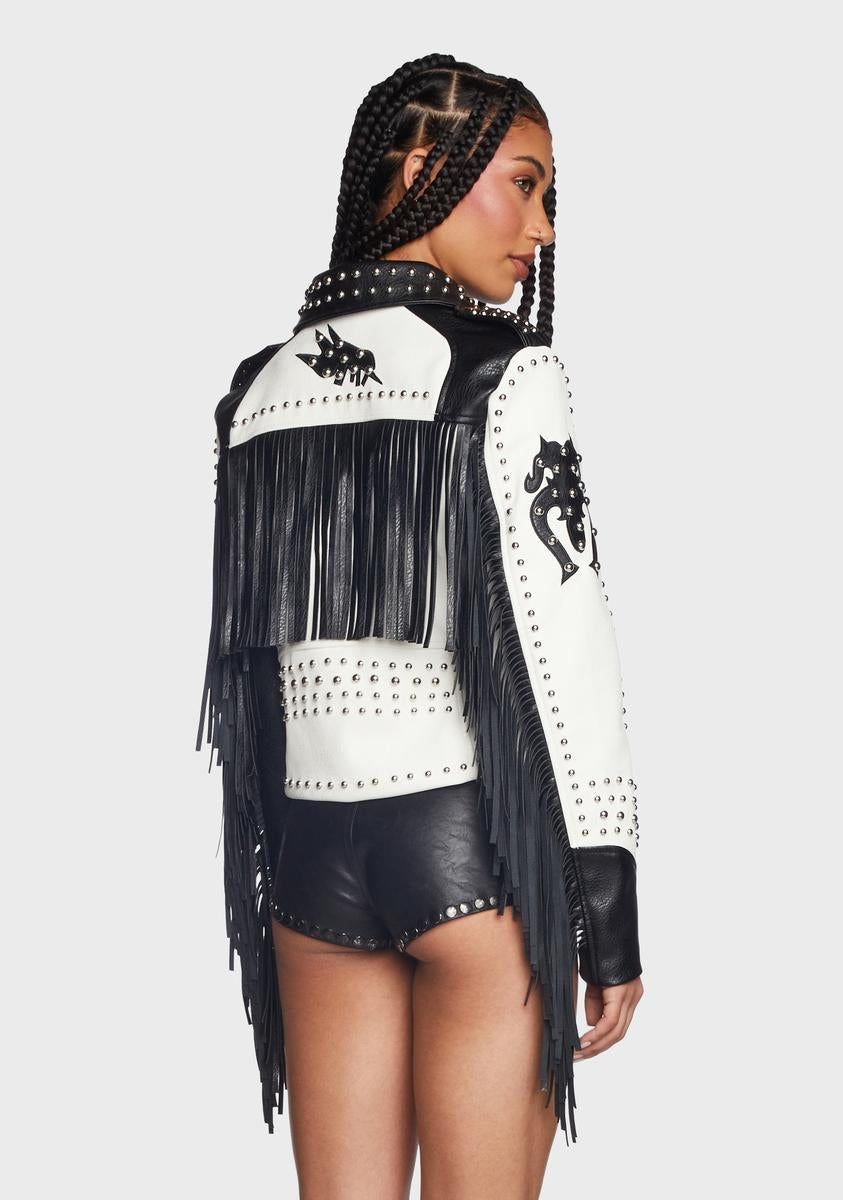 Ryder Fringe Two-Tone Moto Jacket sold by Dolls Kill product image thumbnail 4