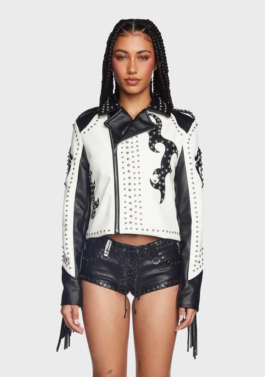 Ryder Fringe Two-Tone Moto Jacket sold by Dolls Kill