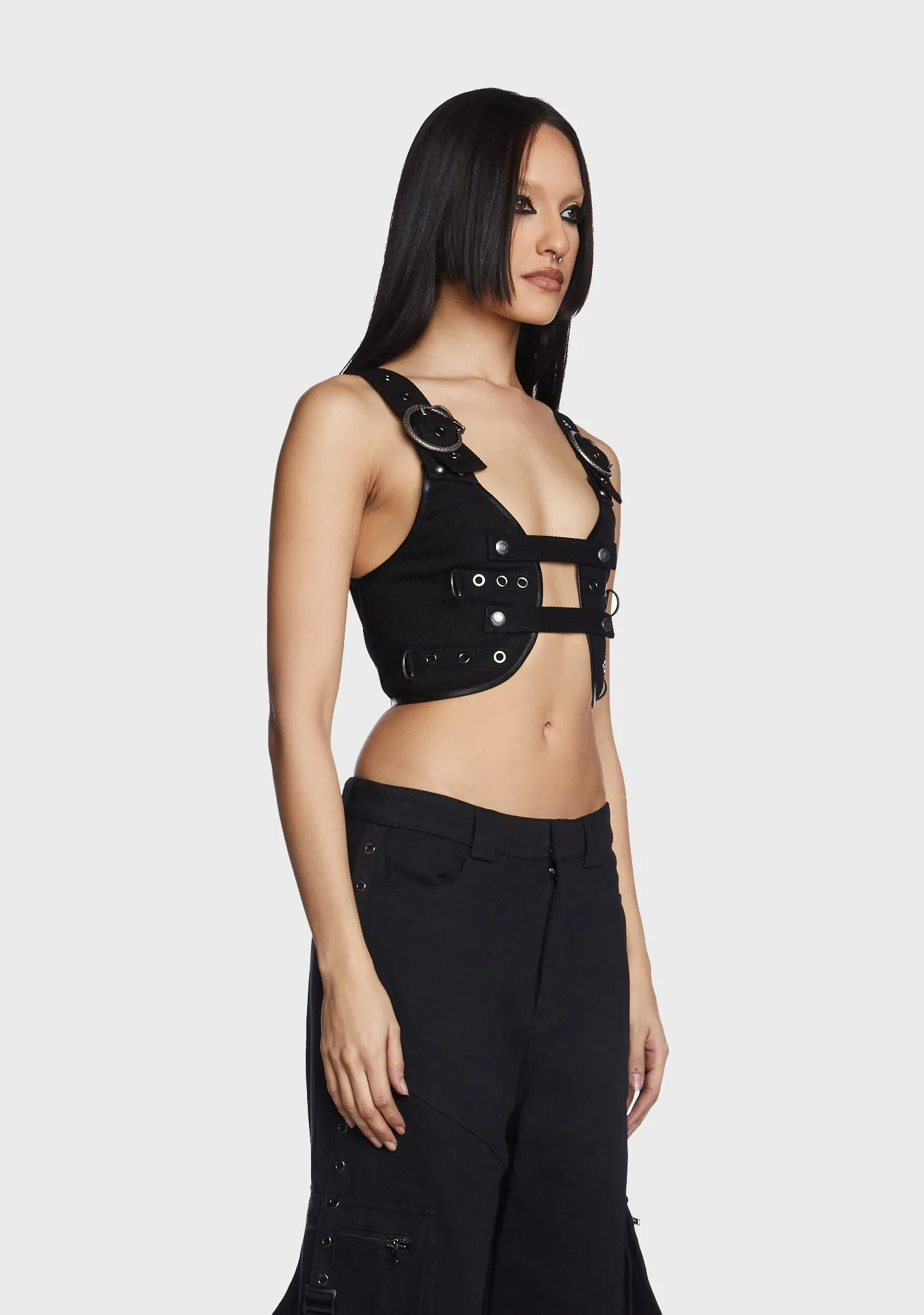 Punk Stretchy Eyelets Mesh Vest sold by Dolls Kill product image thumbnail 3