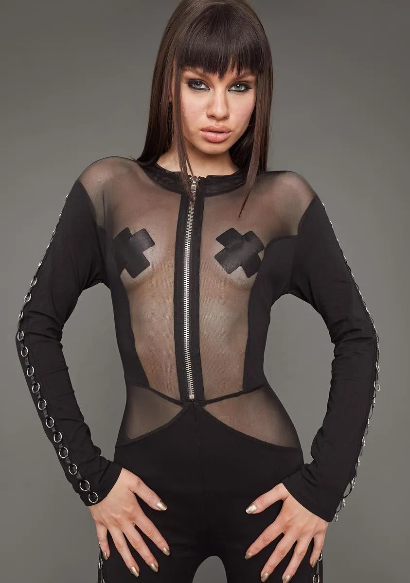 Rude Temptations Mesh Jumpsuit sold by Dolls Kill