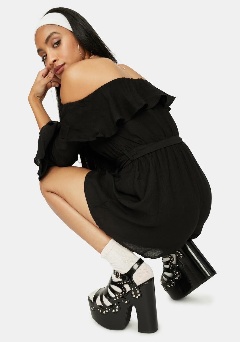 Rags To Riches Off The Shoulder Romper sold by Dolls Kill product image thumbnail 4