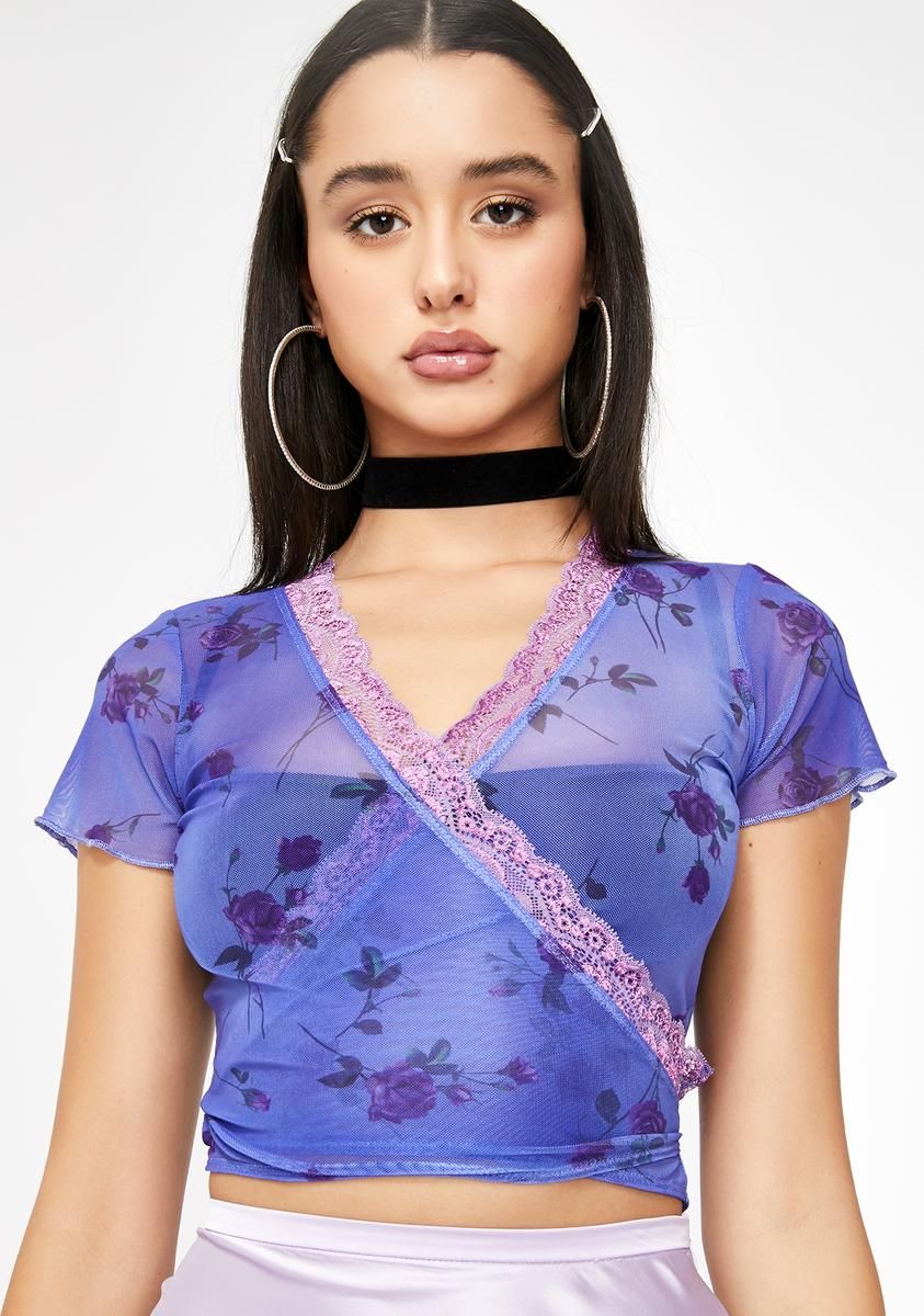 Lilac Rose Kalia Wrap Top sold by Dolls Kill