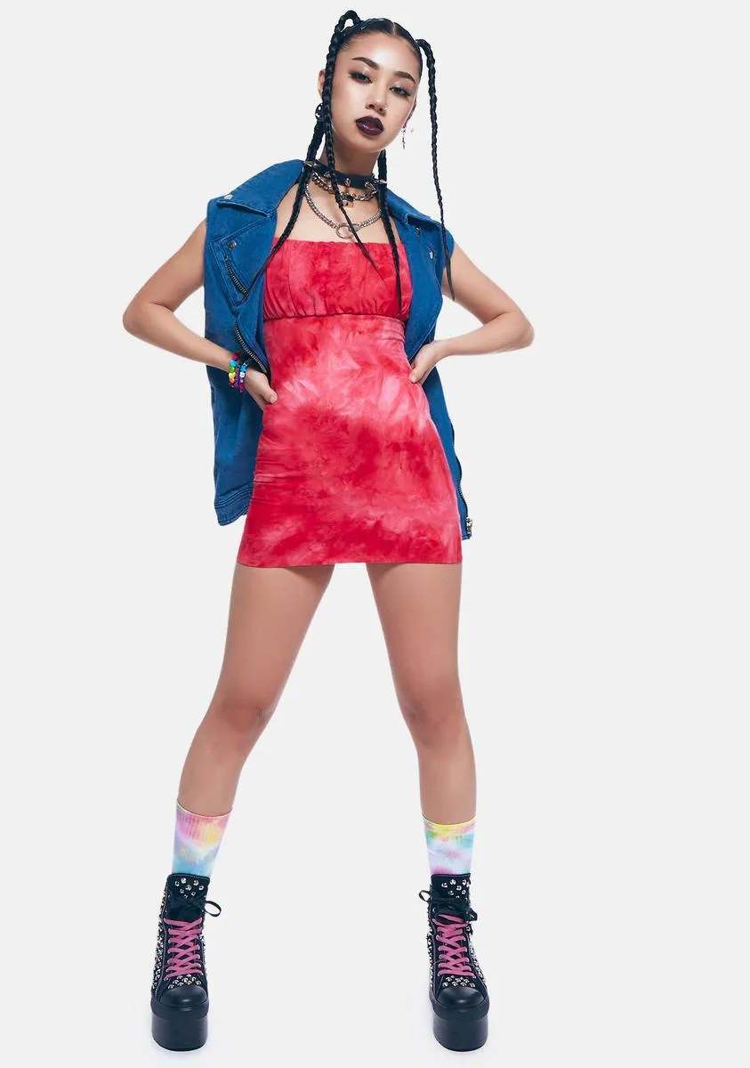 Coral Pink Tie Dye Mini Dress sold by Dolls Kill product image thumbnail 3