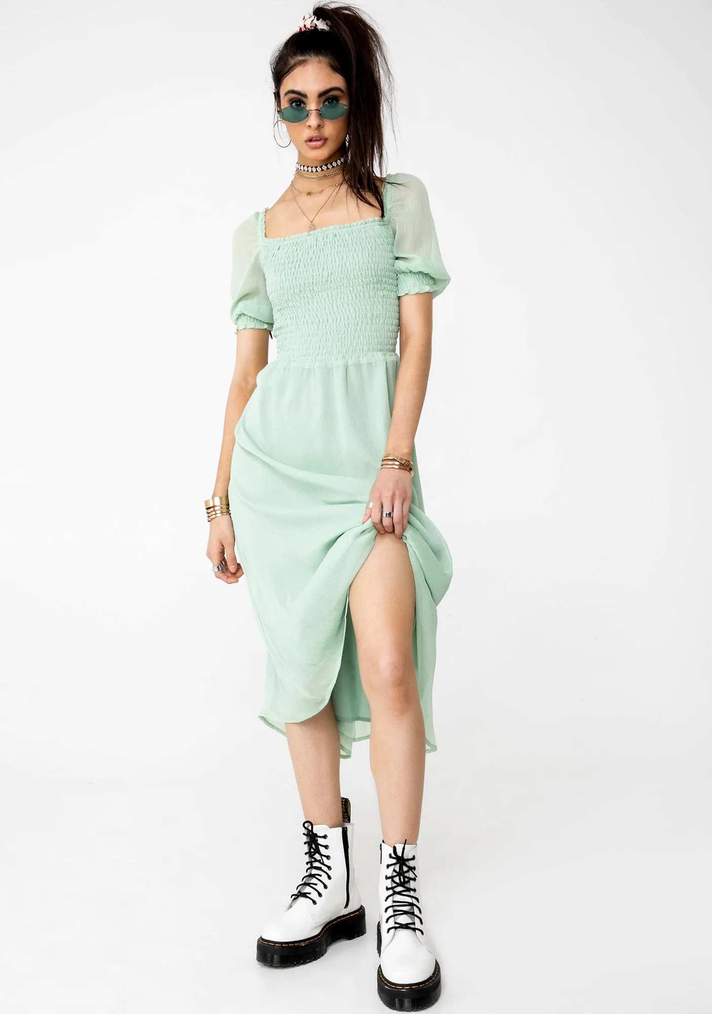 Puff Sleeve Midi Dress sold by Dolls Kill