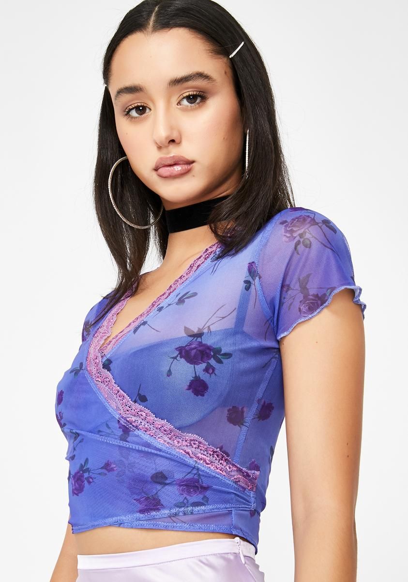 Lilac Rose Kalia Wrap Top sold by Dolls Kill product image thumbnail 2
