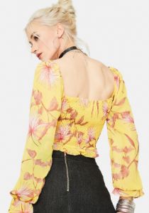 New Memories Floral Crepe Crop Top sold by Dolls Kill