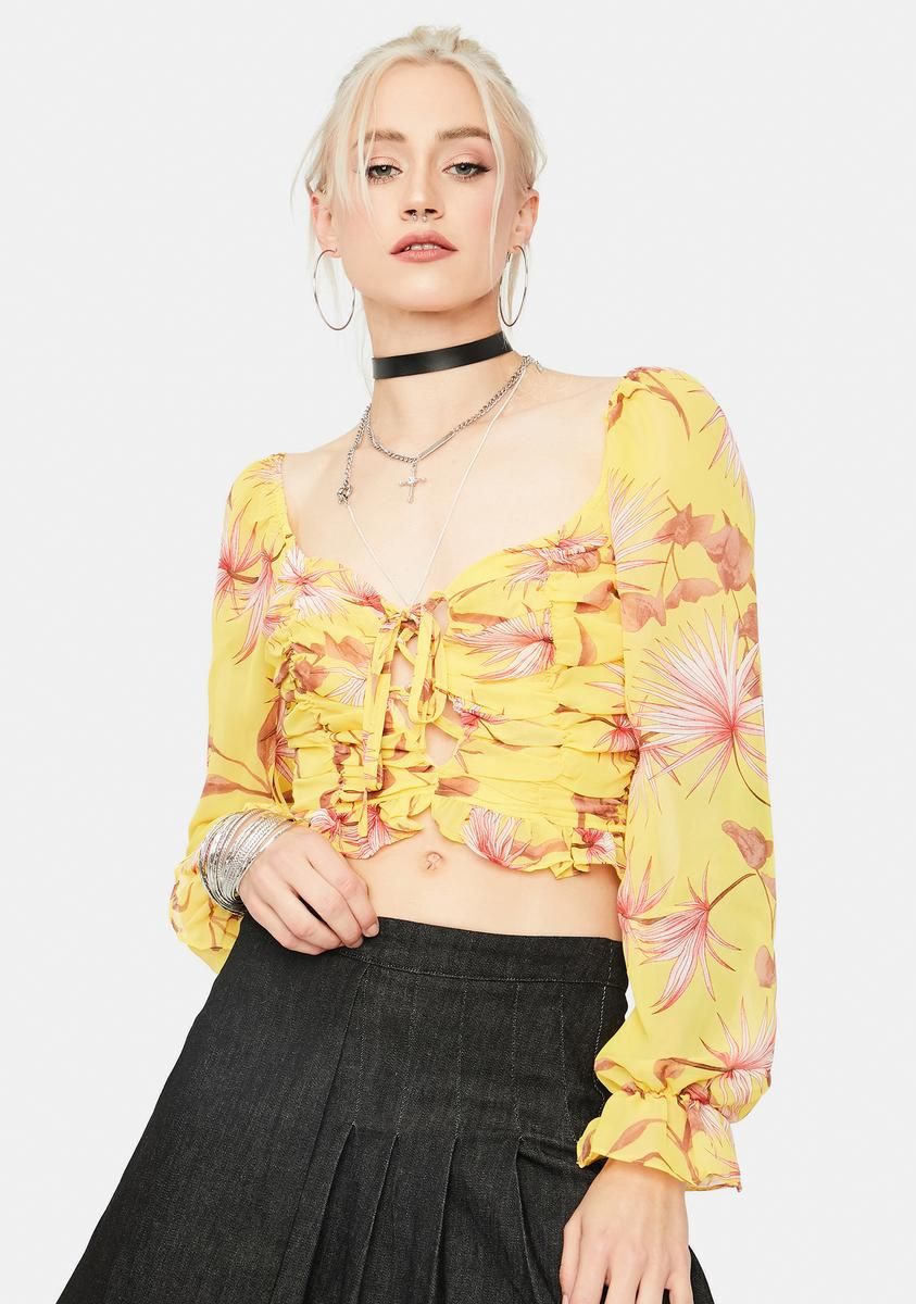 New Memories Floral Crepe Crop Top sold by Dolls Kill