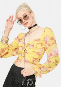 New Memories Floral Crepe Crop Top sold by Dolls Kill