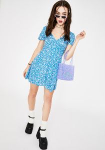 Blue Bloom Elara Mini Dress sold by Dolls Kill