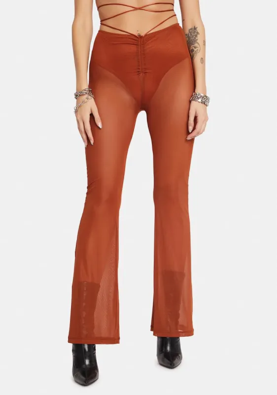 Mesh Toffee Sakeri Flare Pants sold by Dolls Kill