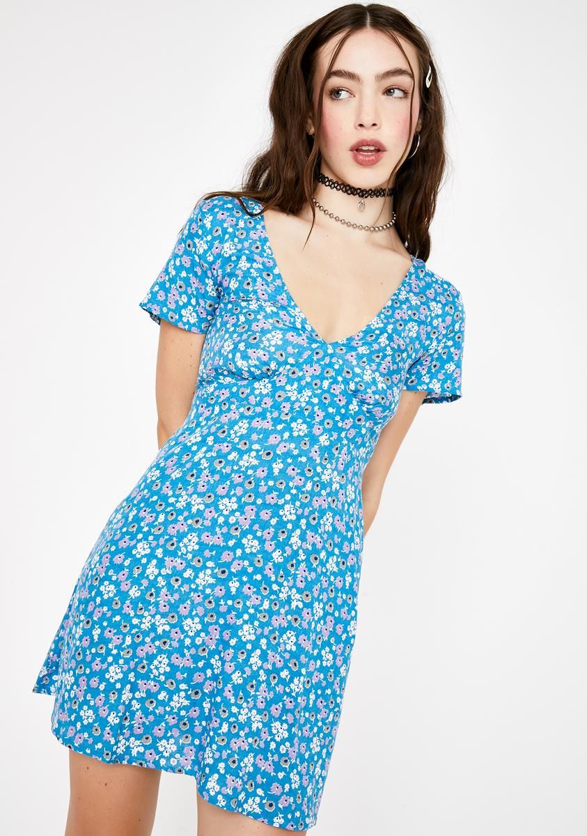Blue Bloom Elara Mini Dress sold by Dolls Kill