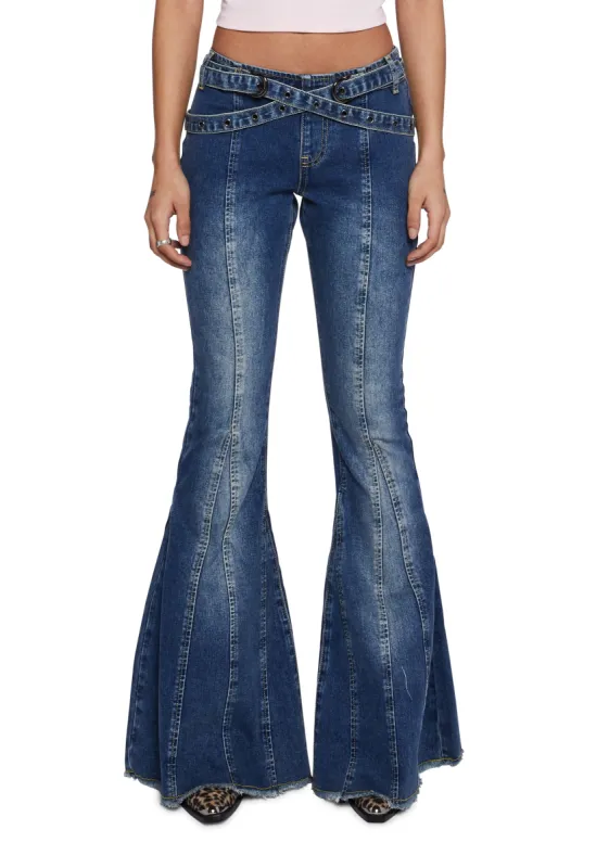 Beth Belted Flare Jeans sold by Dolls Kill