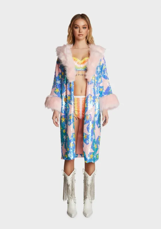 Starlet Starz Sequin Faux Fur Jacket sold by Dolls Kill