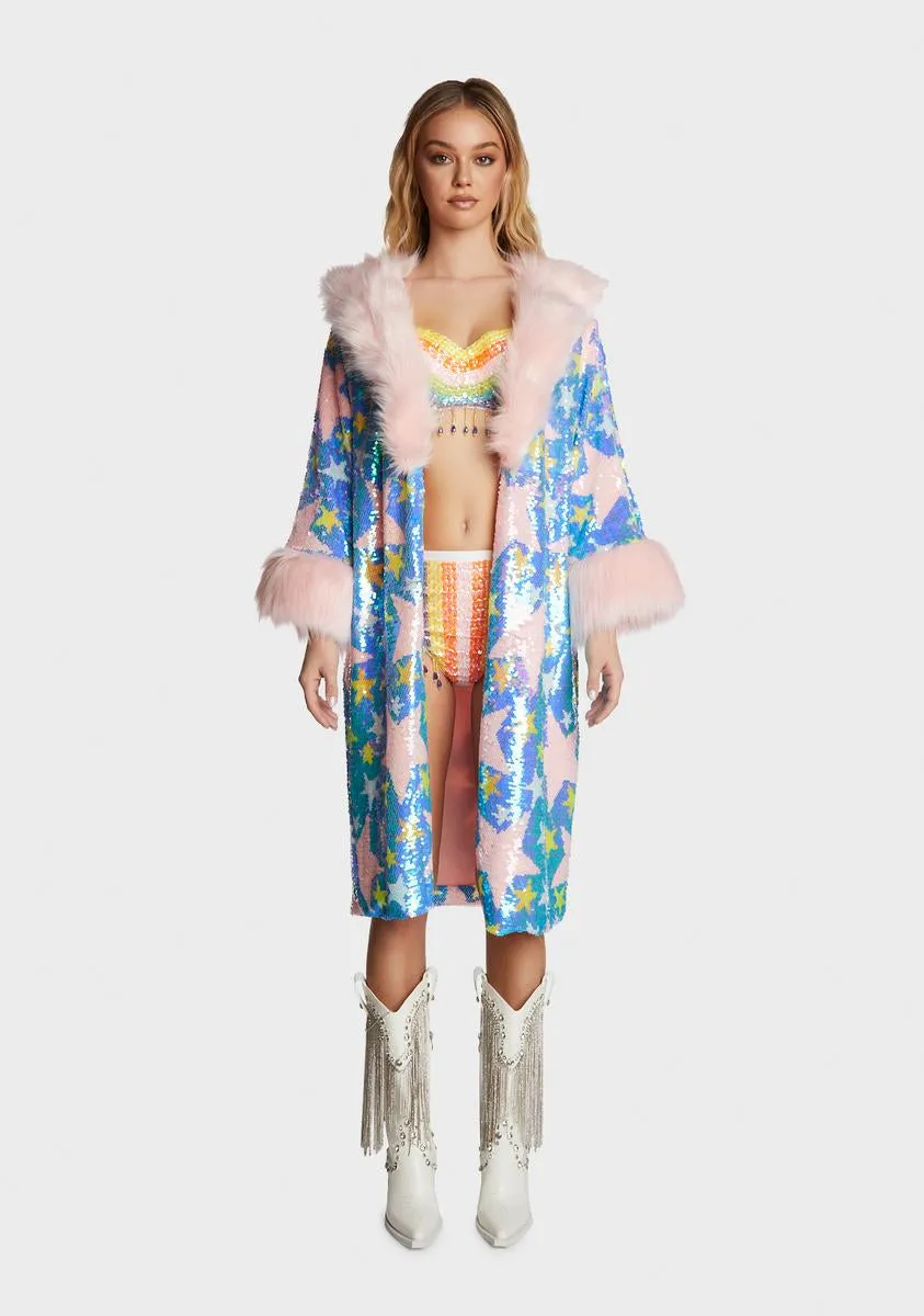 Starlet Starz Sequin Faux Fur Jacket sold by Dolls Kill