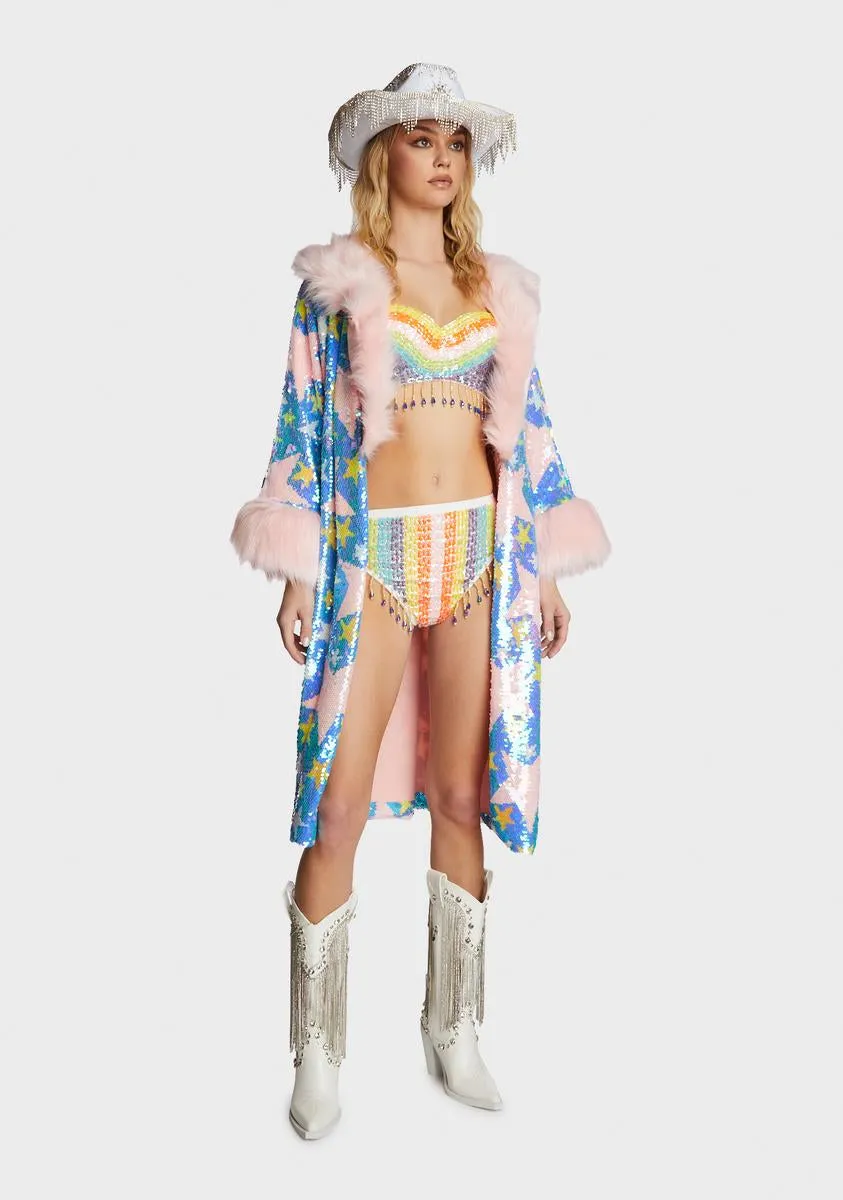 Starlet Starz Sequin Faux Fur Jacket sold by Dolls Kill product image thumbnail 5