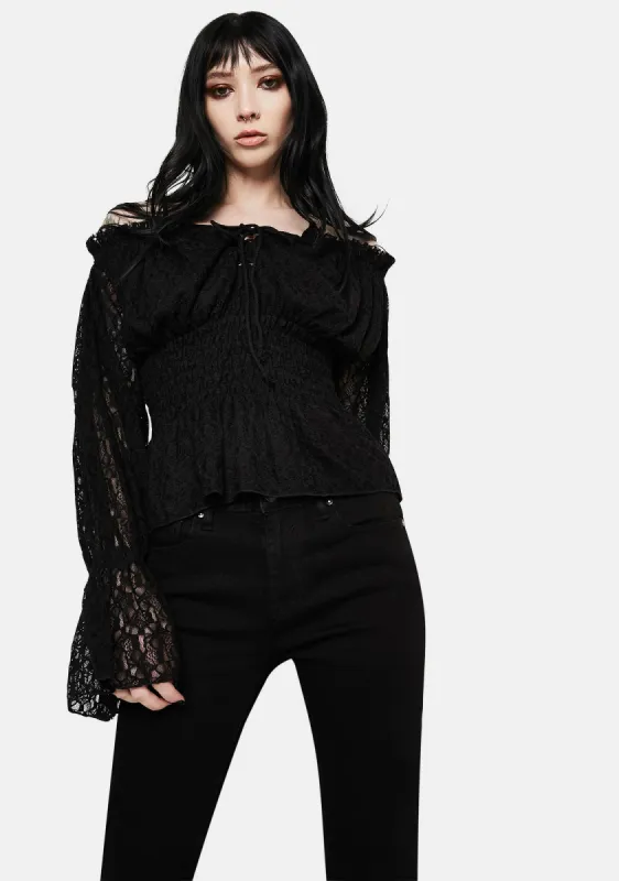 Lace Flute Sleeve Off The Shoulder Top sold by Dolls Kill