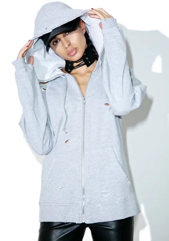 Tearin’ Me Up Zip-Up Hoodie sold by Dolls Kill