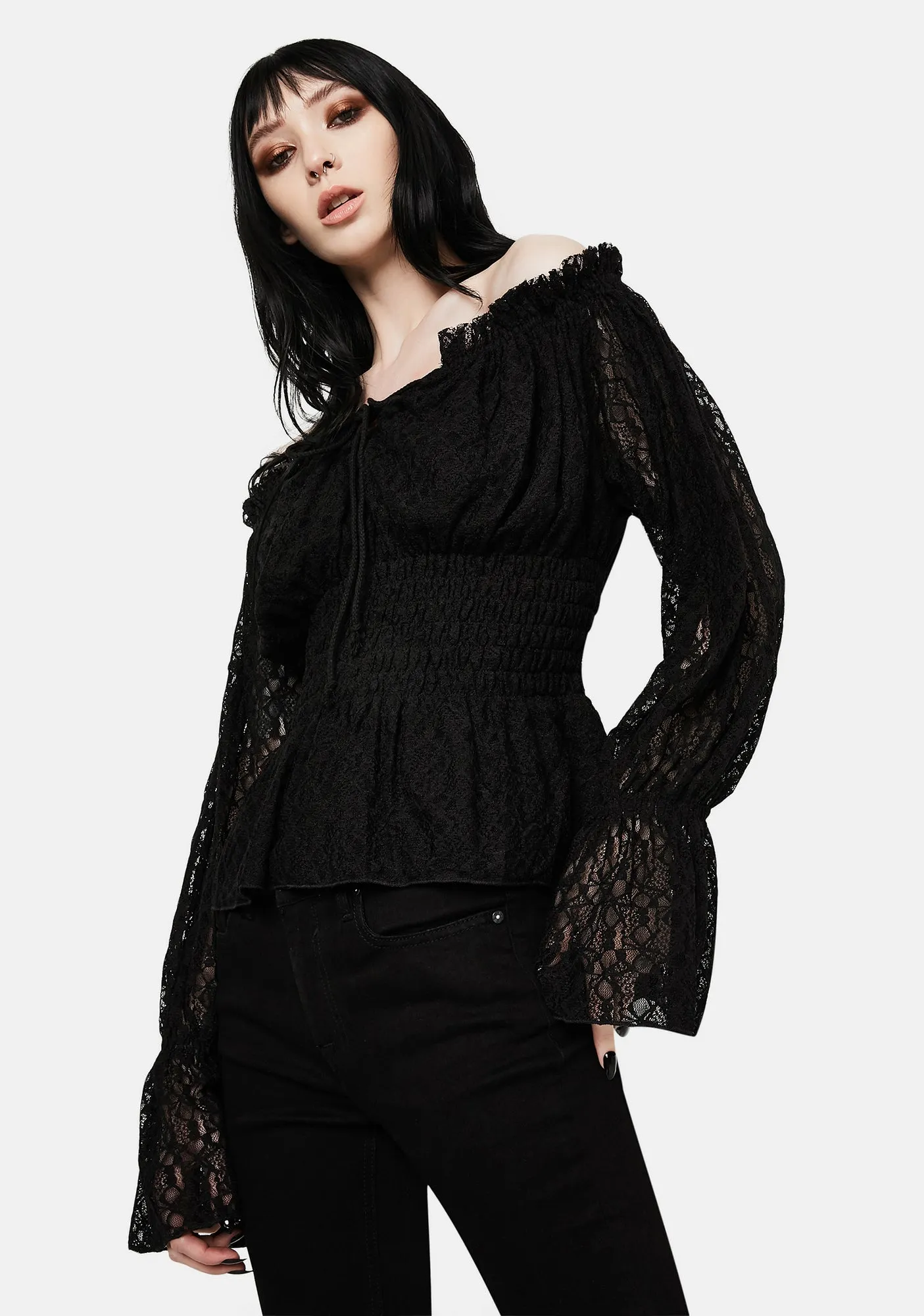 Lace Flute Sleeve Off The Shoulder Top sold by Dolls Kill product image thumbnail 2