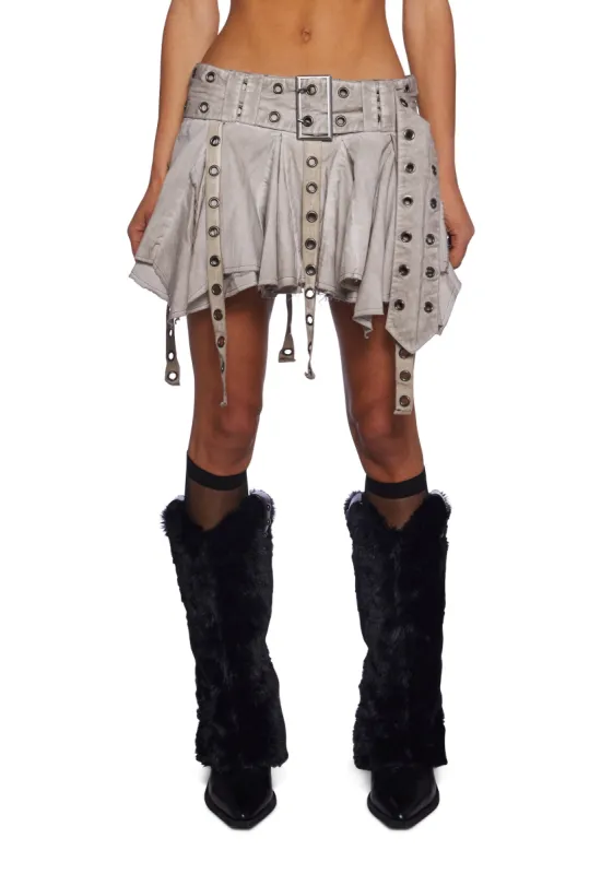 Crossfade Handkerchief Hem Skirt With Straps - Off White sold by Dolls Kill
