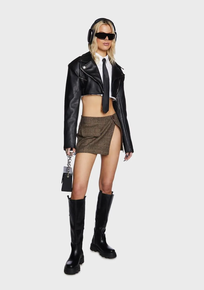 Fiona Cropped Faux Leather Biker Jacket sold by Dolls Kill product image thumbnail 5