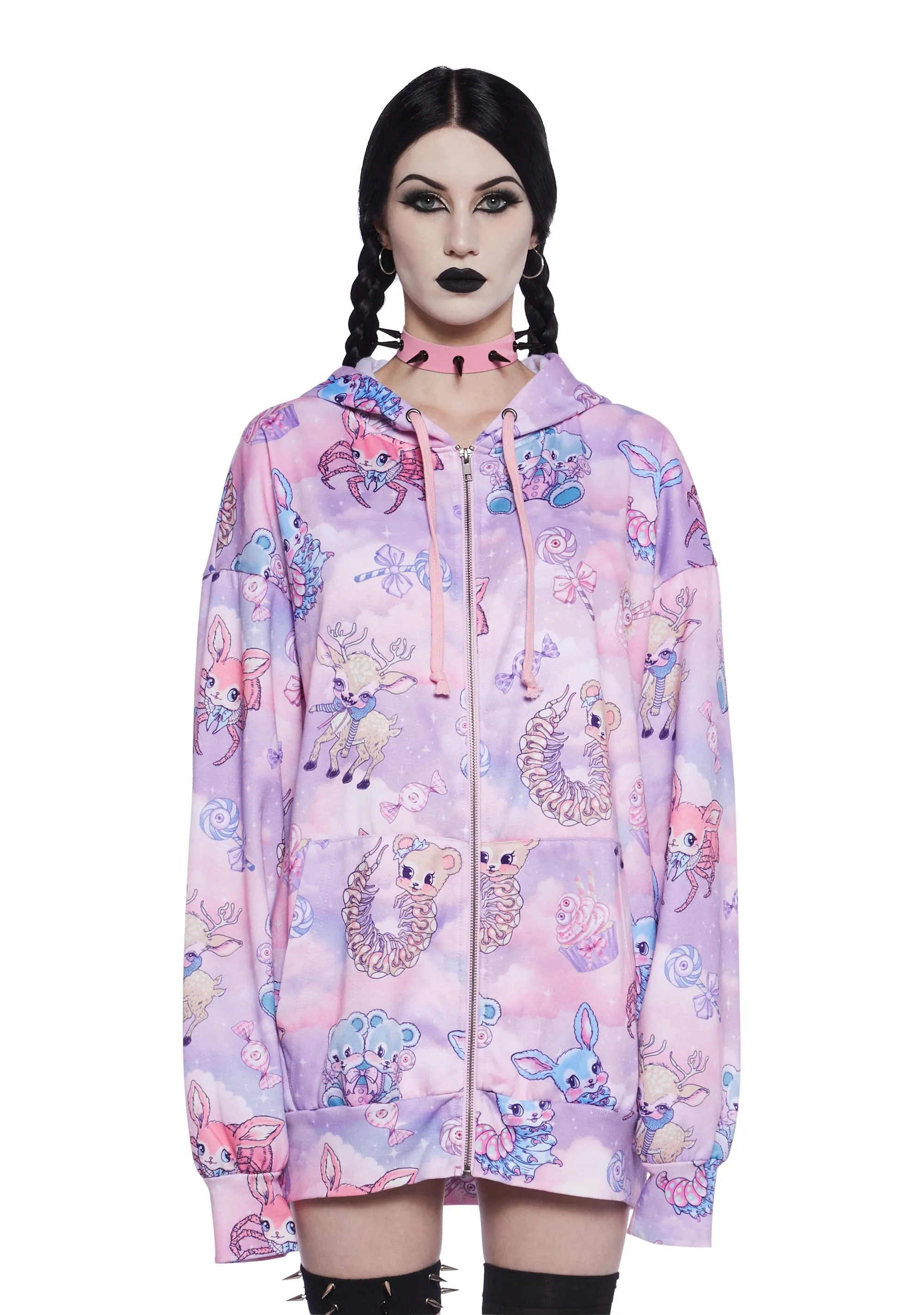 Demented Sweetness Zip-Up Hoodie sold by Dolls Kill