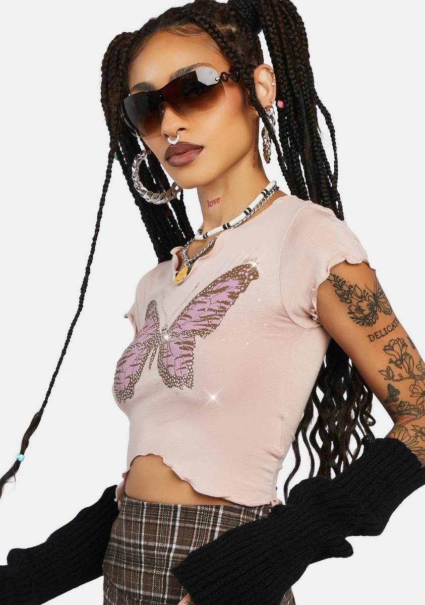 Butterfly Glitter Baby Tee sold by Dolls Kill product image thumbnail 2