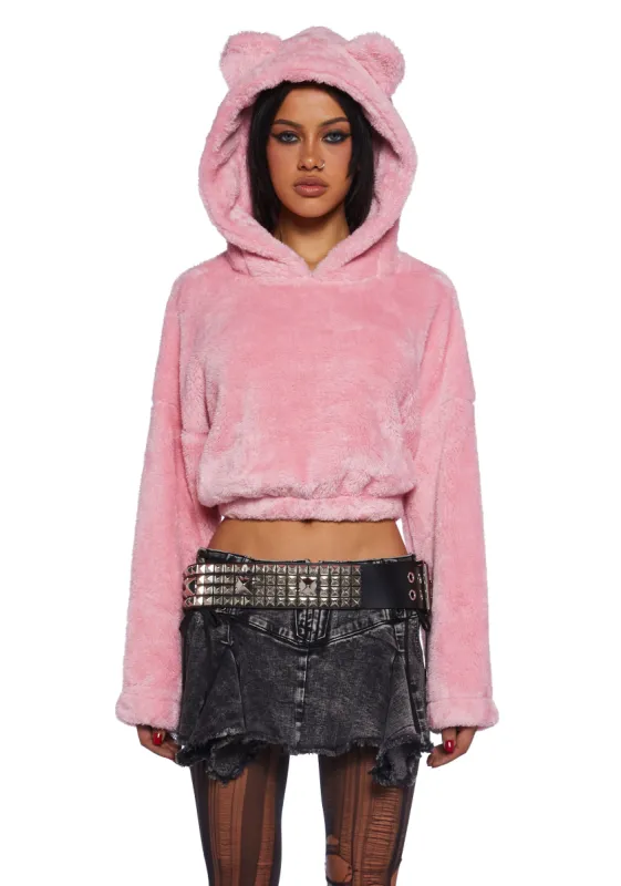 Bear It All Faux Fur Hoodie - Pink sold by Dolls Kill