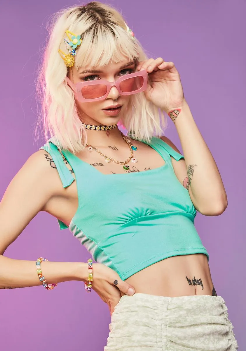 Dank Make The Call Tie Shoulder Crop Tank sold by Dolls Kill product image thumbnail 2