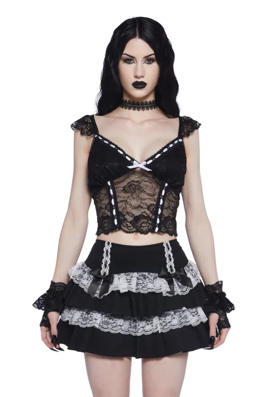 Shadow Sweetheart Lace Top sold by Dolls Kill