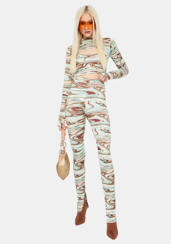 Championship Game Marble Print Leggings Set sold by Dolls Kill