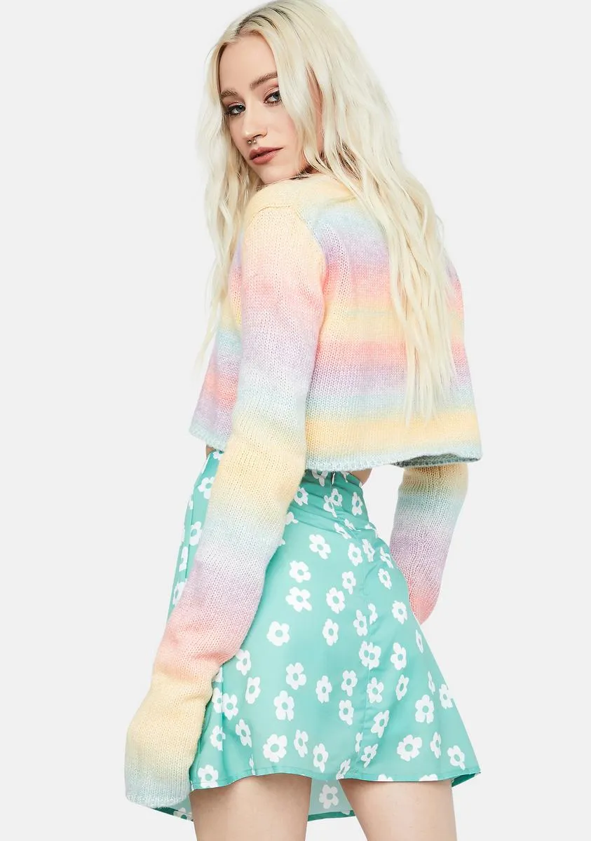 Aqua Floral Swirl A Line Mini Skirt sold by Dolls Kill product image thumbnail 4