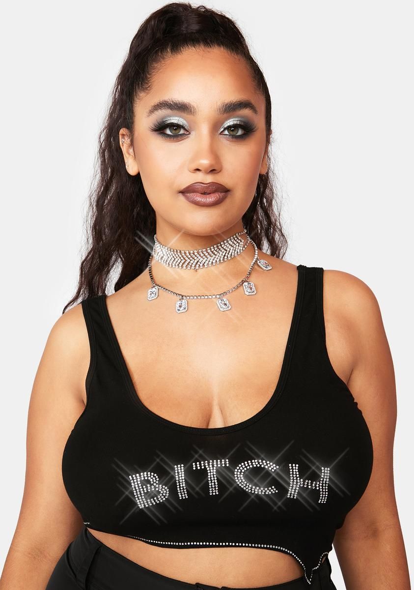 Plus Icy Babe Rhinestone Tank Top sold by Dolls Kill