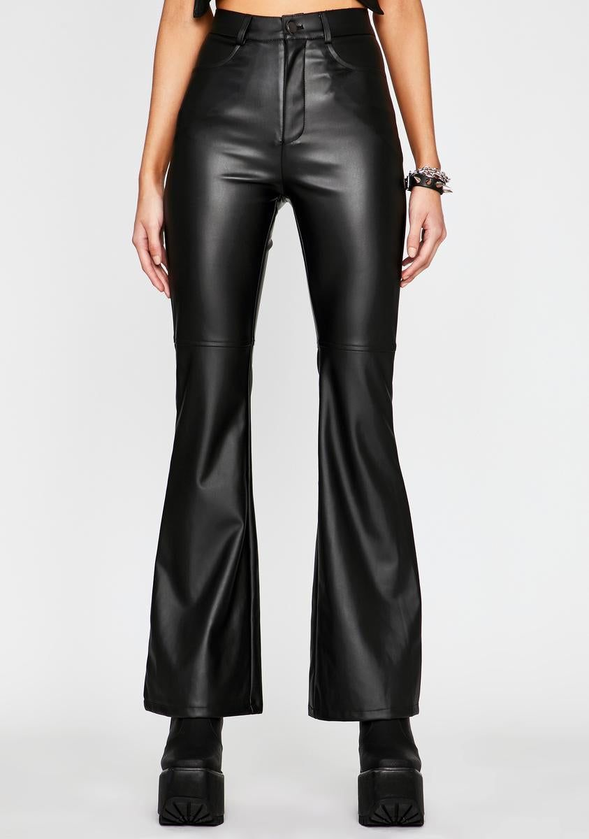 Impure Faux Leather Flare Pants sold by Dolls Kill