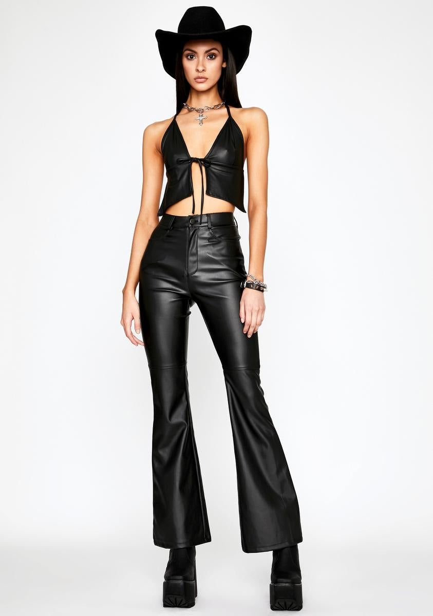 Impure Faux Leather Flare Pants sold by Dolls Kill product image thumbnail 2