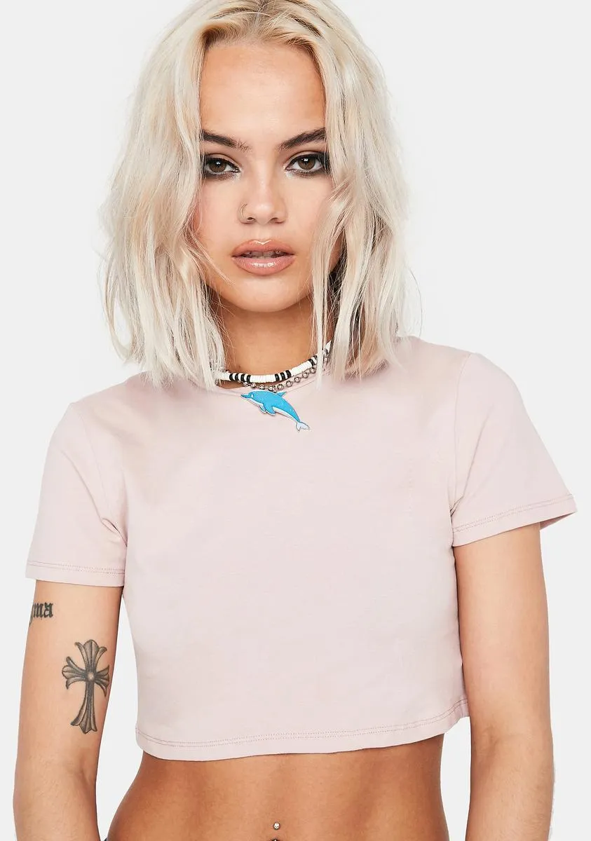 Short Sleeve Pink Crop Top sold by Dolls Kill