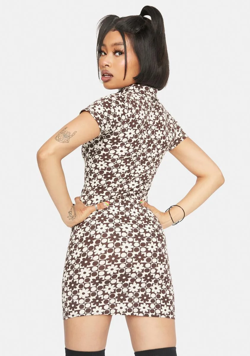 Patchwork Daisy Brown Jeeves Mini Dress sold by Dolls Kill product image thumbnail 4