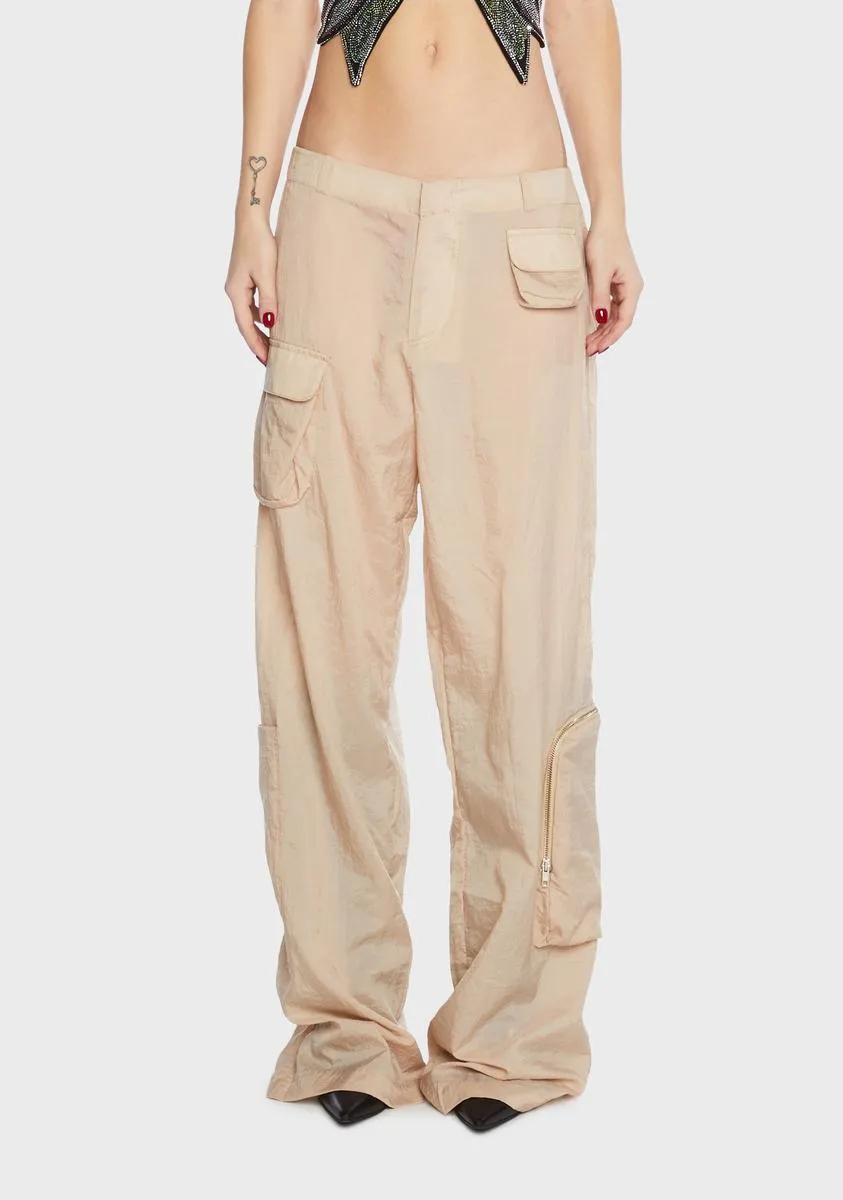 Beige Loose Pants With Pockets sold by Dolls Kill