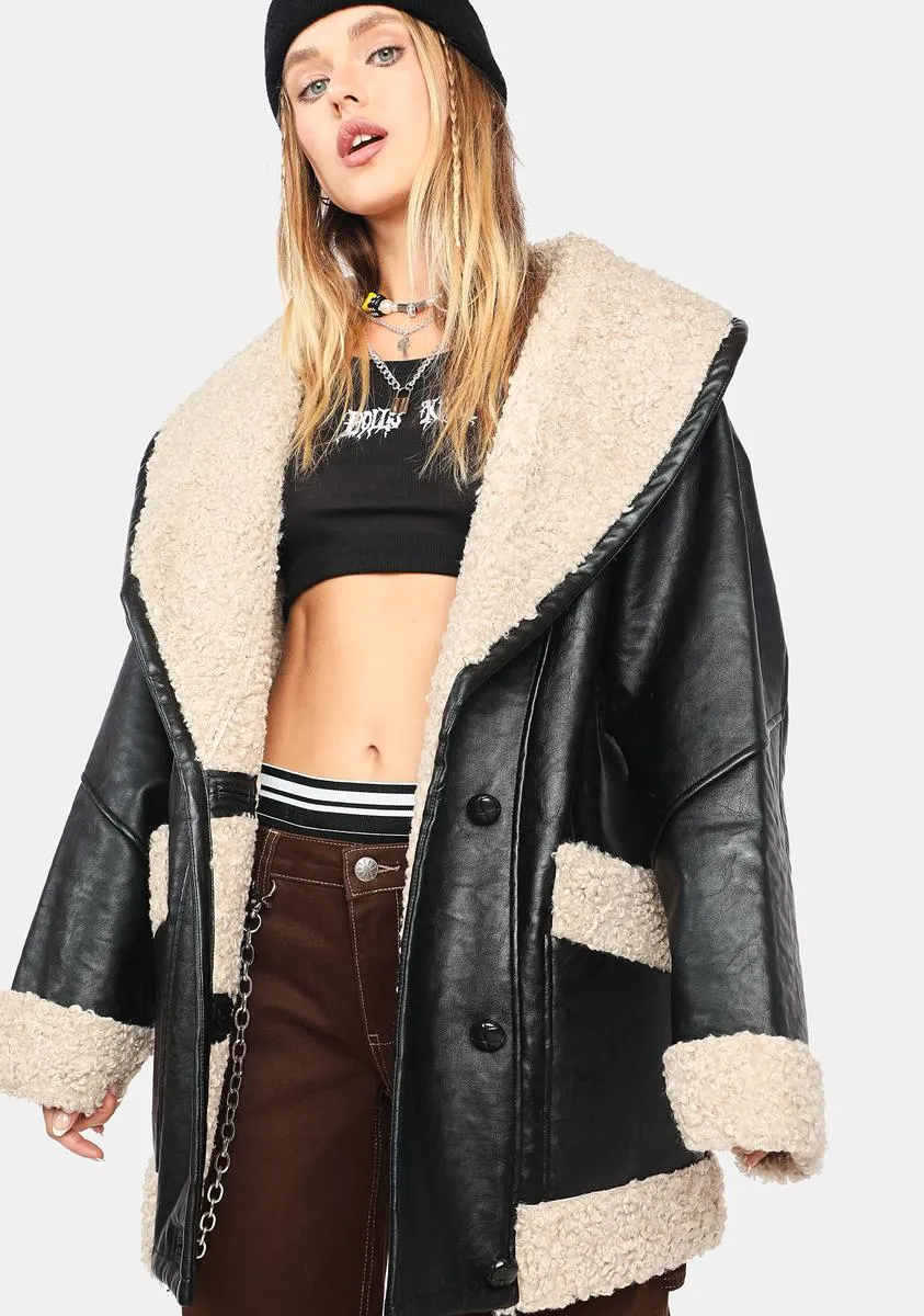 Vegan Leather Shearling Coat sold by Dolls Kill