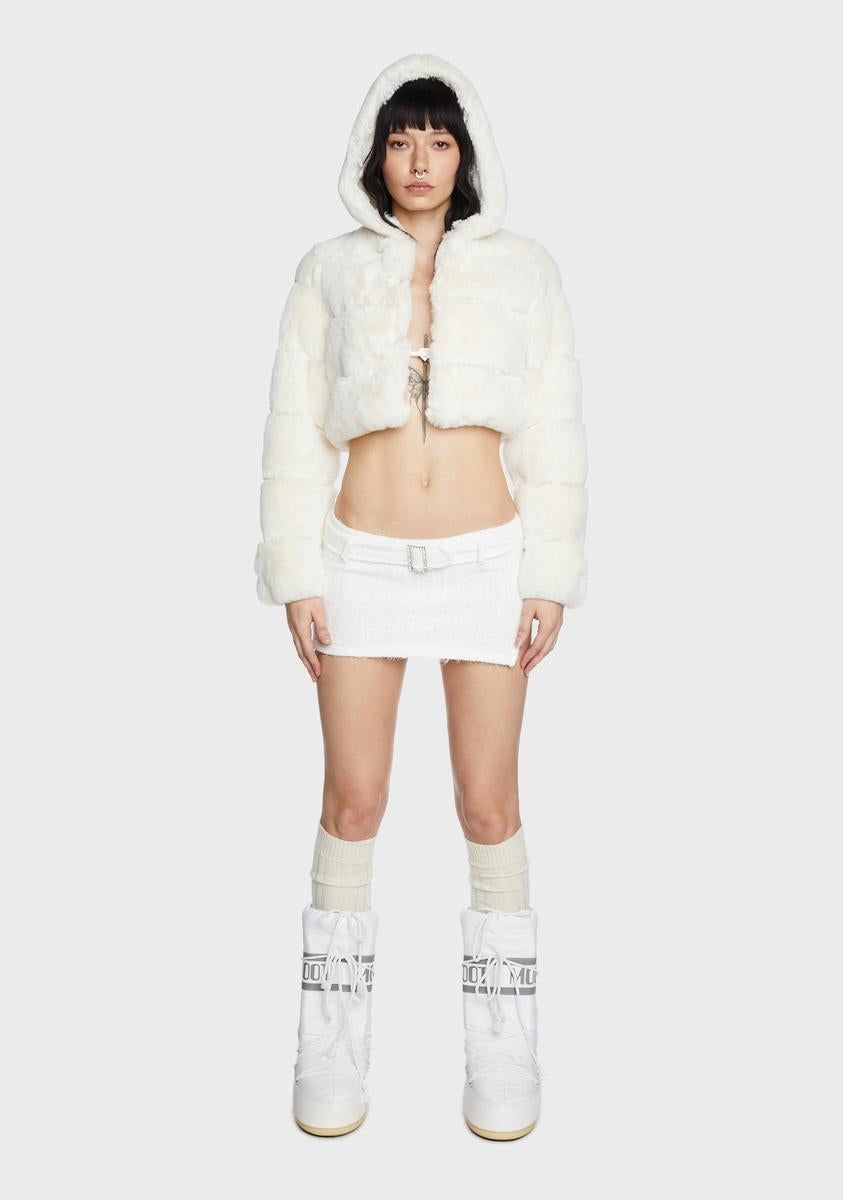 Diamond Dust Faux Fur Jacket sold by Dolls Kill