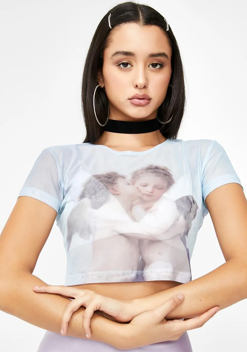 Cherub Kiss Tiney Crop Top sold by Dolls Kill