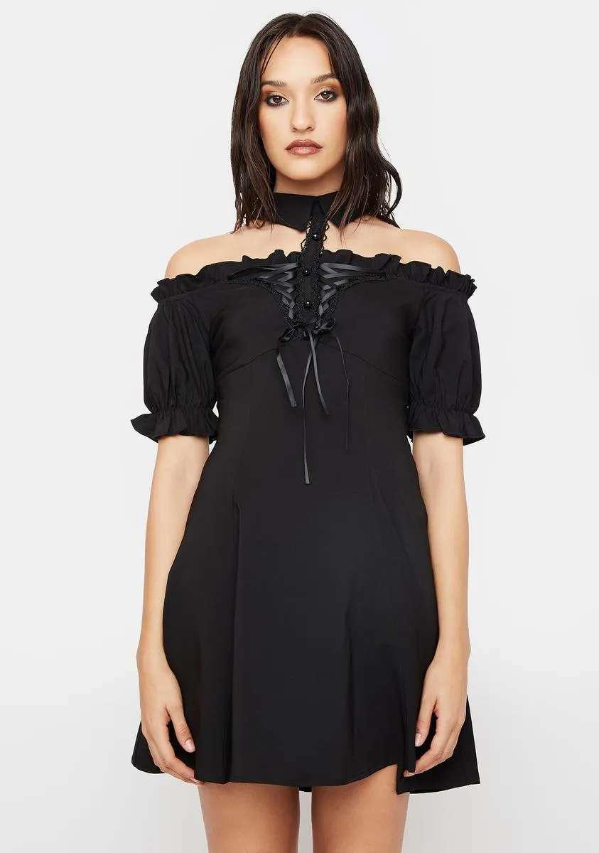 Gothic Collar Off The Shoulder Dress sold by Dolls Kill