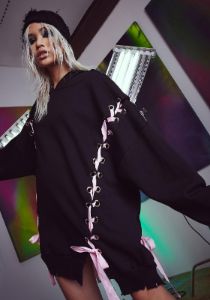Dark Hearts N Hellions Lace Up Hoodie sold by Dolls Kill