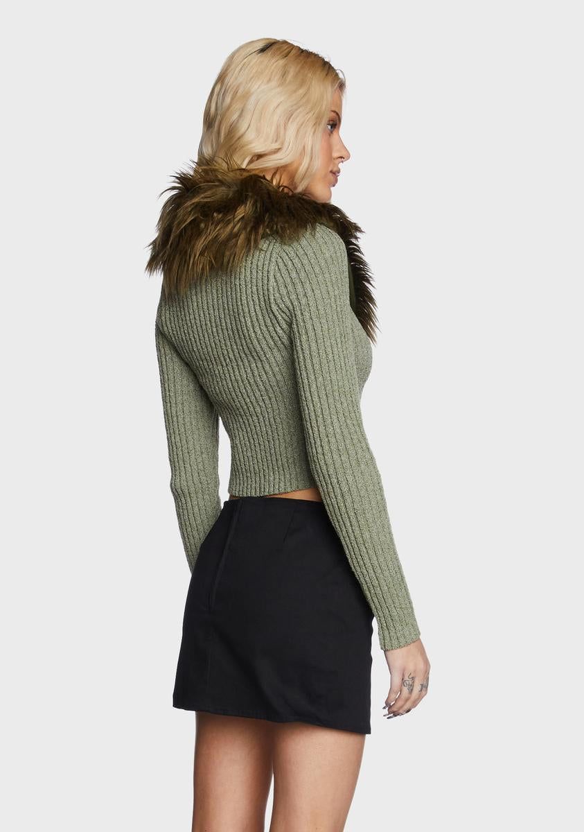 Fur Collar Cardigan Top sold by Dolls Kill product image thumbnail 4