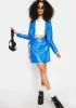 Blue Vegan Leather Mini Skirt sold by Dolls Kill