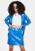 Blue Vegan Leather Mini Skirt sold by Dolls Kill