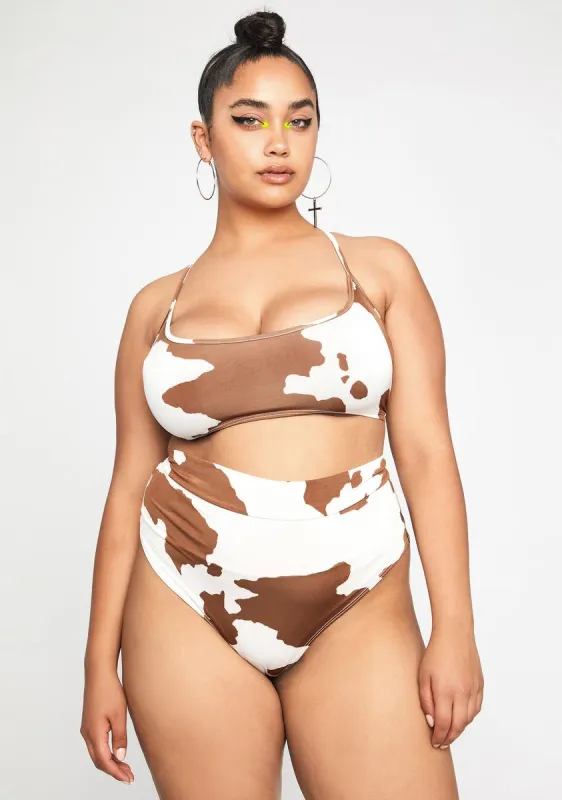 Mocha Miss Cow Belle Hot Shorts Set sold by Dolls Kill