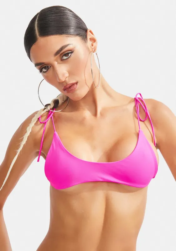 Luna Neon Pink Bikini Top sold by Dolls Kill